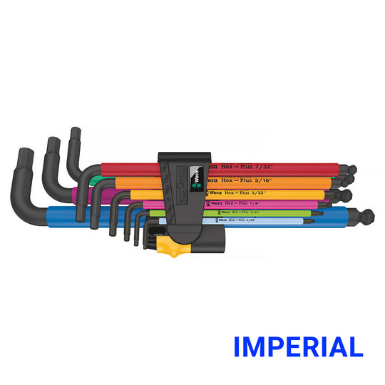 Wera 950/9 Imperial Hex-Plus Multicolour Imperial 2 L-Key Set, Blacklaser, 9 Pieces