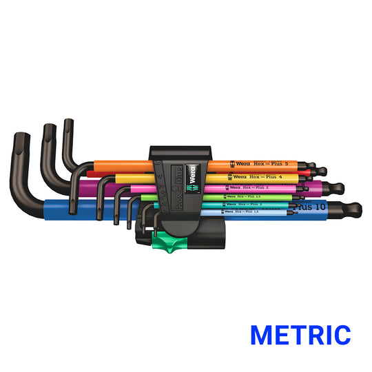 Wera 950/9 Metric Hex-Plus Multicolour 1 Sb L-Key Set, Blacklaser, 9 Pieces