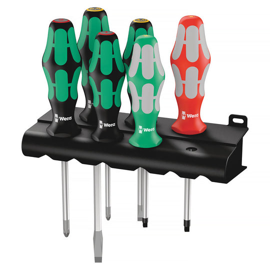 Wera 334/368/6 Screwdriver Set and Rack, 6 Pieces