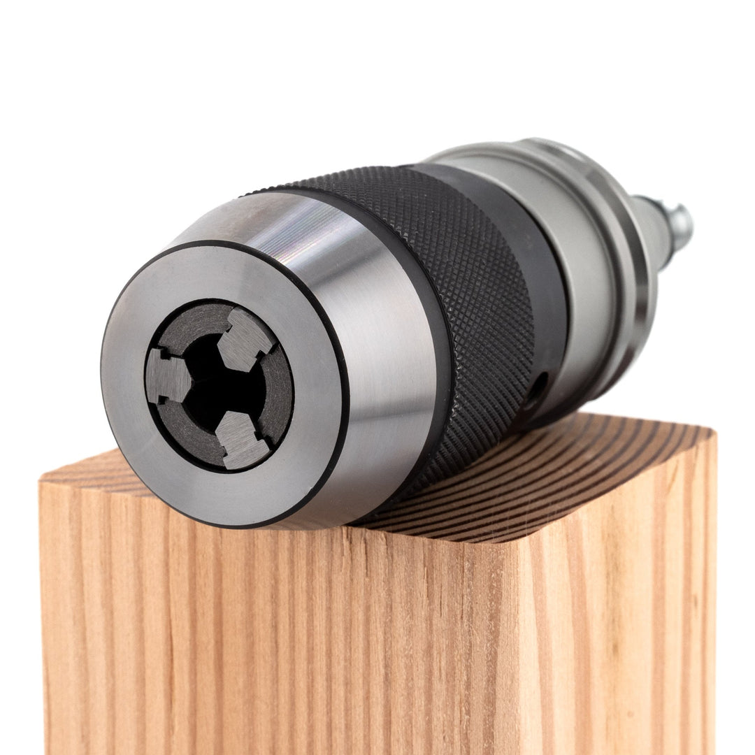 ISO30 Keyless Drill Chuck tool holder on wood block