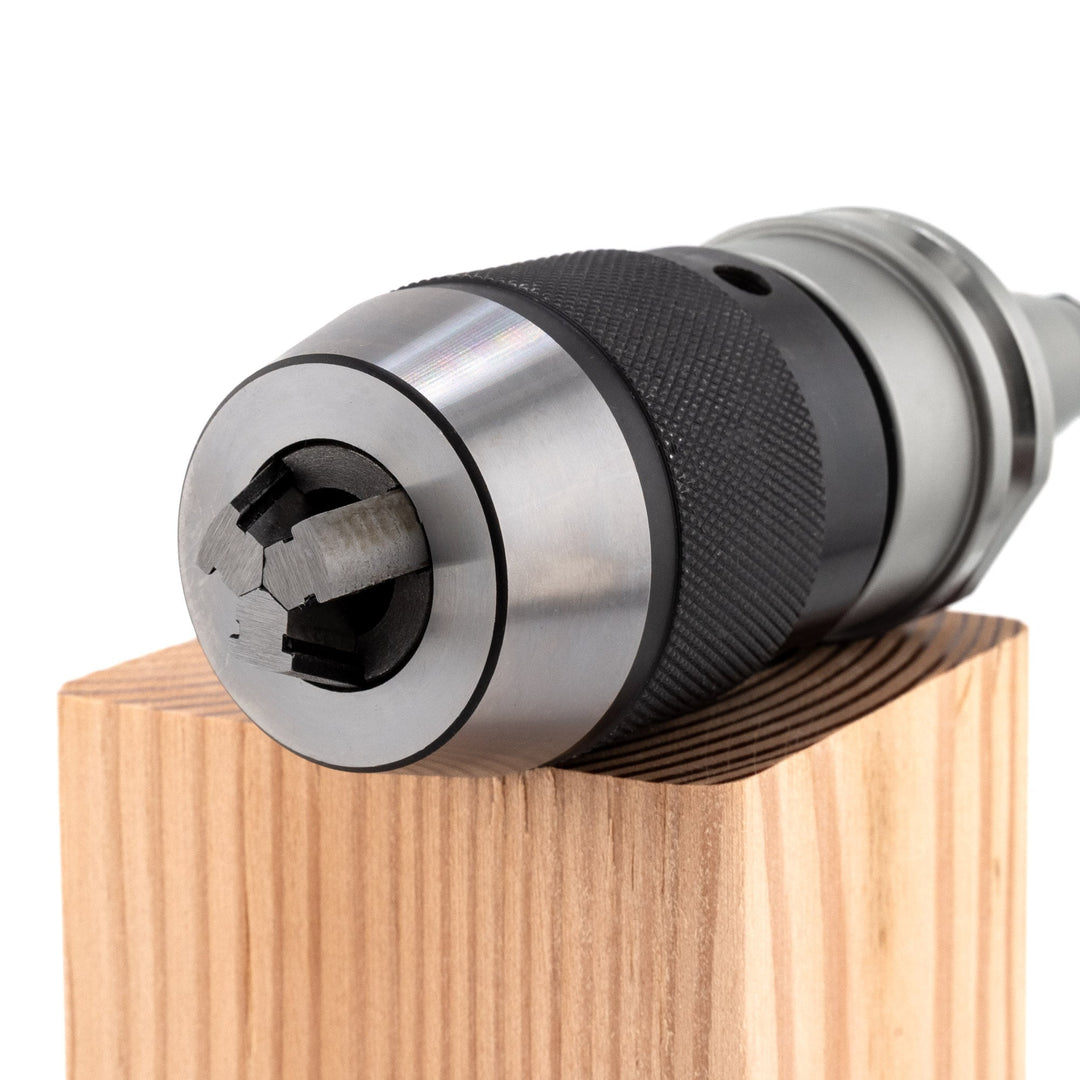ISO30 Keyless Drill Chuck tool holder on wood block