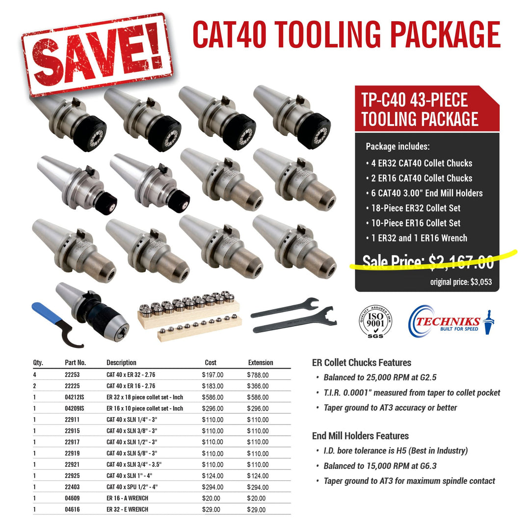 Techniks CAT40 - 43pc Tooling Package