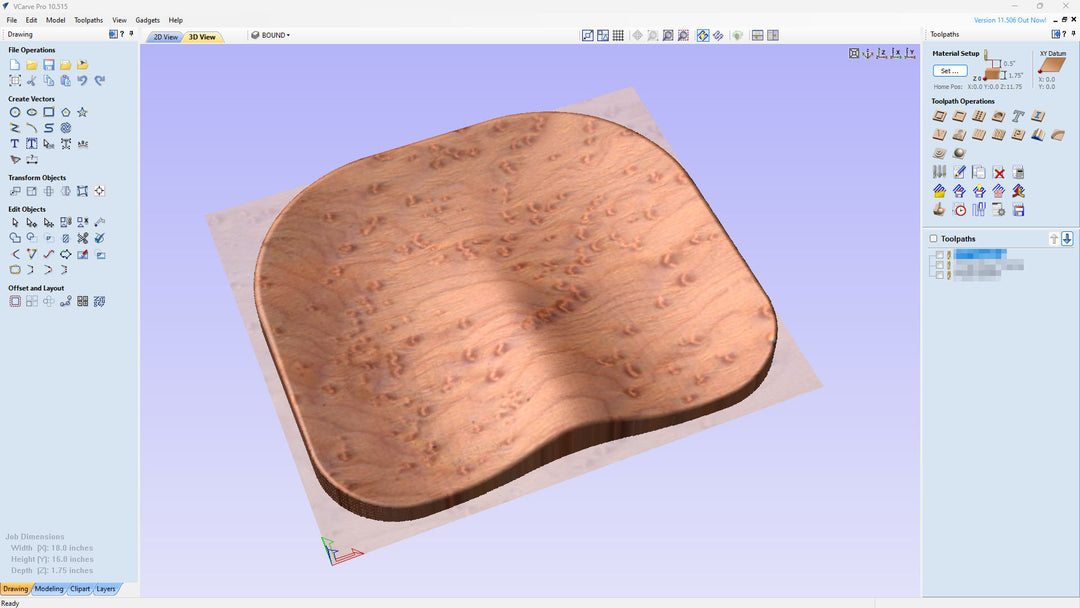 Stool Seat 3D Model - VCarve